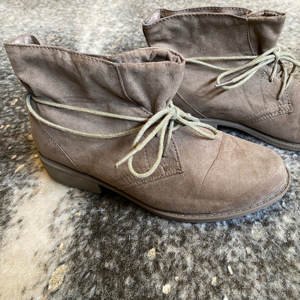 Taupe Suede Tie Front Ankle Boots - Primark